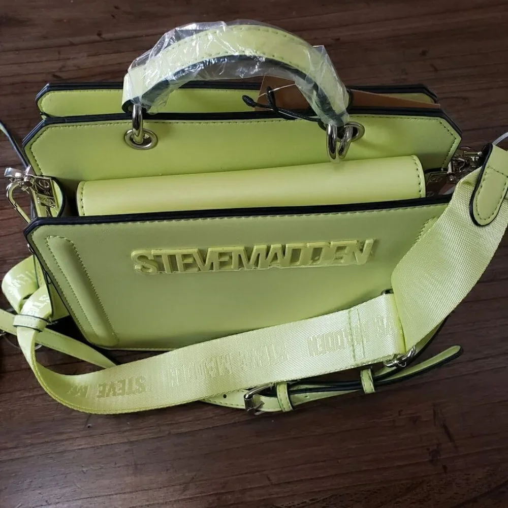 Steve Madden Bevelyn Lemon Satchel Crossbody with Coin/Airpod Case NWT
